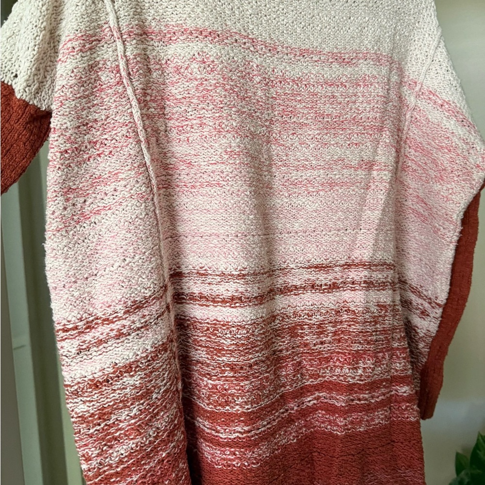 Free People Pink and Brown Crew Neck Sweater